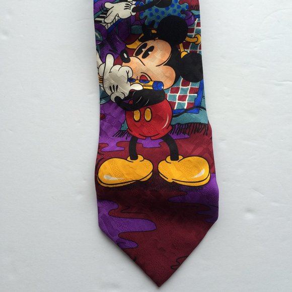 Disney Leeds International Mens Tie Mickey Minnie Mouse Music Theme 100 % Silk - Picture 2 of 8